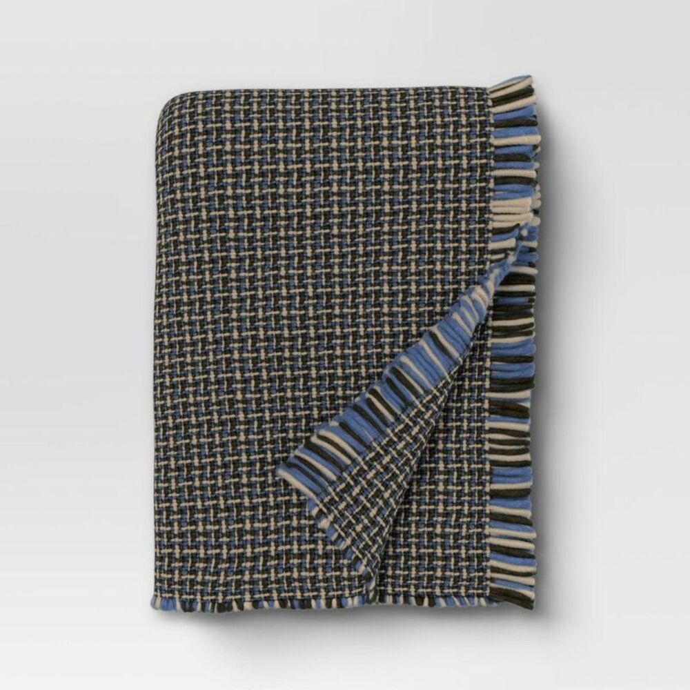 Woven Throw Blanket Neutral/Green/Blue - Threshold
